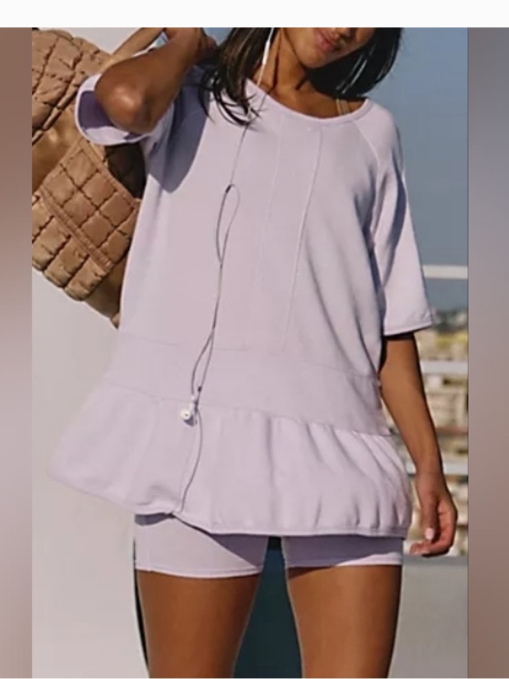 Free People Movement Elements Peplum Tunic Top Lavender Shadow Size Small